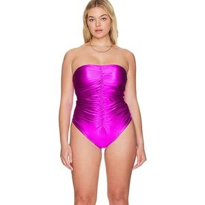 Good American Strapless Ruched One-Piece Swimsuit Size 3 (Large)